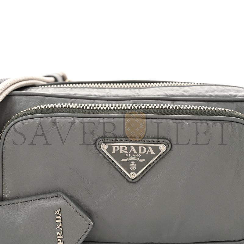 PRADA NAPPA ANTIQUE SHOULDER BAG MULTI POCKET GREY 1BH198 (22*10.5*7cm) 